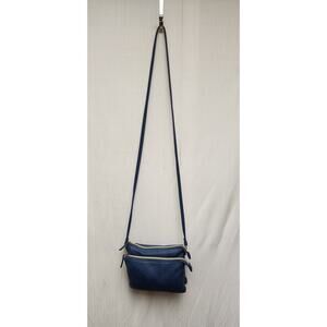 Safe Keeper Faux Leather Double Compartment Layout Crossbody Navy Blue Bag